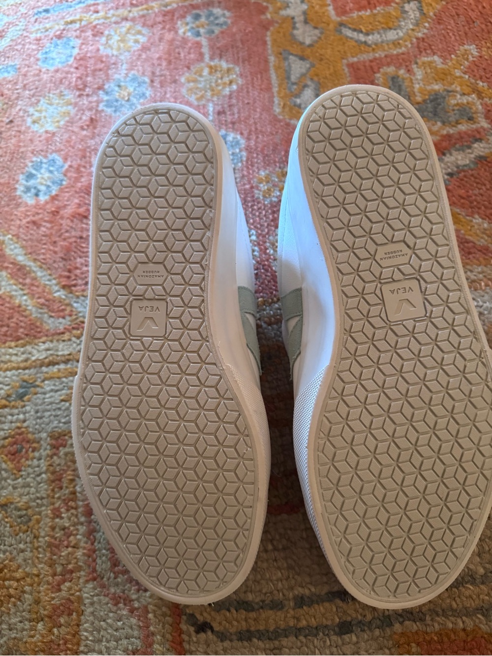 Veja Women's White Sneakers with Sage Green Accents - Picture 4 of 5